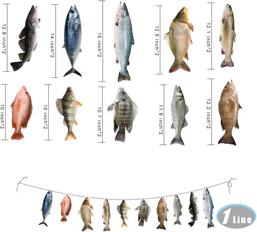 Miniatura 5 de Gone Fishing String - Cartel colgante para cumpleaños, bienvenida, hogar, vacaciones, reunión familiar, competencia de pesca de lubina, estanque