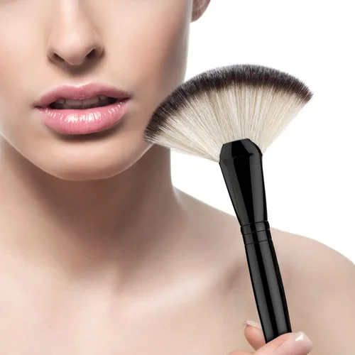 Miniatura 7 de Luxspire Brocha de maquillaje con abanico, brocha de maquillaje profesional para resaltar rubor, bronceador, brocha para pómulos, cepillo