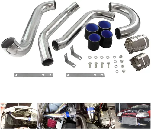 Miniatura 8 de Kit de tubos intercooler para Toyota Supra MK4 2JZ-GTE JZA80 2JZGTE Motor Twin Turbo 3.0L MKIV 1993-1998 (tubo plateado-negro)