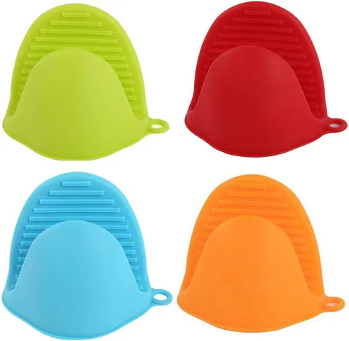 4 pares de mini guantes de silicona para horno, juegos de soportes para ollas para cocina, resistentes al calor, pequeños guantes antiquemaduras,