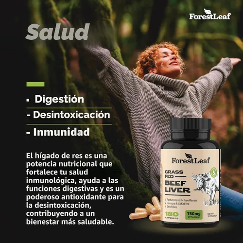 Miniatura 5 de ForestLeaf Cápsulas de hígado de carne alimentada con pasto, 3000 mg por porción, apoya la inmunidad y el bienestar corporal, limpieza, digestión
