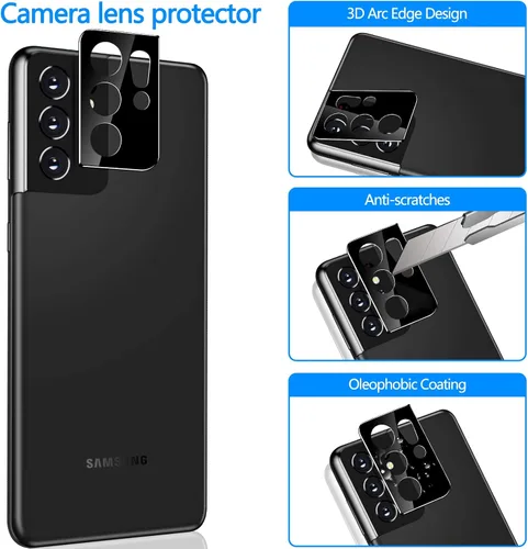 Miniatura 5 de LYWHL Paquete de 2 + 2 protectores de pantalla de privacidad para Samsung Galaxy S21 Ultra [compatible con identificación de huellas dactilares]