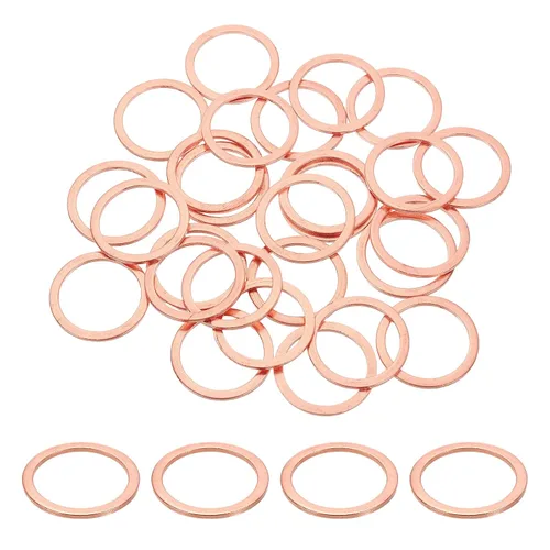 Miniatura 25 de uxcell 75 anillos de sellado de arandela plana M36 de cobre, 1.417 in ID 1.654 in OD 0.059 in de grosor, arandelas de trituración de cobre, junta
