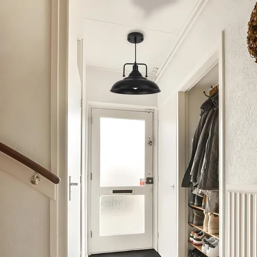 Miniatura 5 de Lámpara colgante negra, lámpara colgante grande de 15.7 pulgadas, paquete de 3 unidades, luces colgantes modernas de granja, luces colgantes de Negro