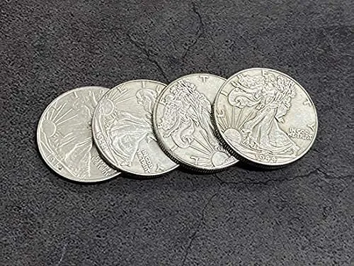 Miniatura 3 de SUMAG Cuatro en uno Walking Liberty Half Dollar Set Magic Tricks Coin Appear Vanish Magic for Magicians Accesorio Close up Ilusión Mentalismo Props