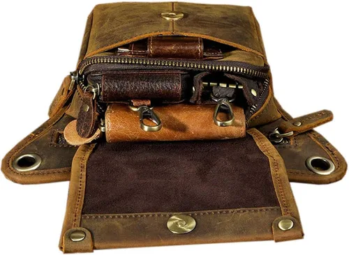 Miniatura 6 de Riñonera de cuero para hombres y mujeres, bolsa de protección multiusos, para motocicleta, deportes al aire libre, ciclismo, equitación, senderismo