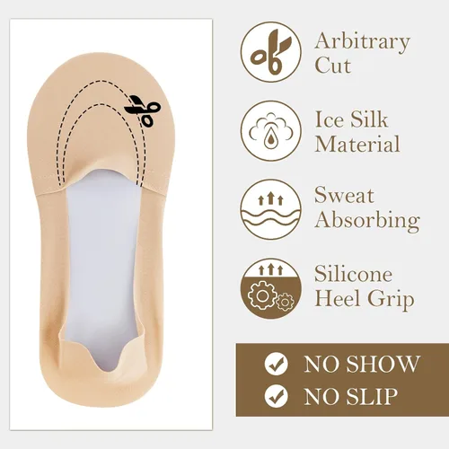 Miniatura 6 de 10 Pairs No Show Socks Women Men Low Cut Liner Socks Ice Silk Socks Nonslip Liner Socks Invisible Socks Thin Socks