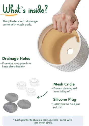 Miniatura 6 de LE TAUCI Macetas de cerámica para interiores, macetas de 10+8+6 pulgadas para plantas de interior, macetas para flores con puntos elevados