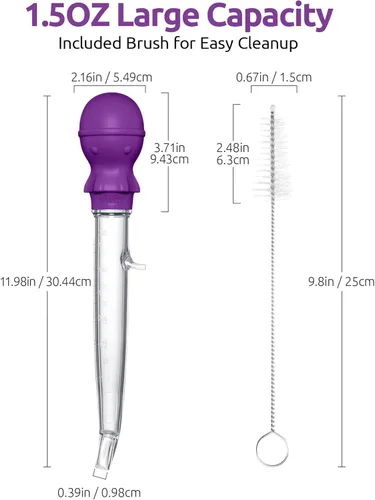 Miniatura 2 de U-Taste Baster de pavo en ángulo de 1.5 onzas – 228.2ºF resistente al calor Tritan de grado alimenticio y silicona juego de bulbos grandes de pulpo