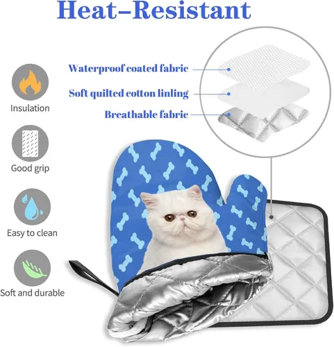Miniatura 4 de Manoplas de horno personalizadas con soportes para ollas con nombre y foto personalizados, manoplas de horno resistentes al calor y al deslizamiento
