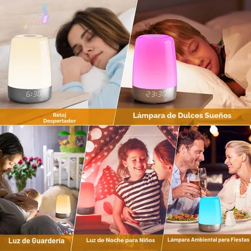 Miniatura 6 de Winshine - Lámpara de noche táctil con simulación del amanecer, reloj despertador con alarma, lámpara de mesa con brillo regulable de 3 vías