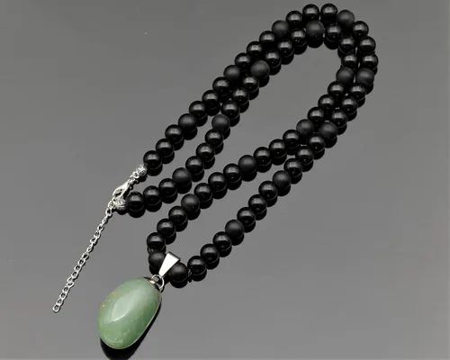 Miniatura 34 de Colgante de turmalina cruda natural, Collar de cuentas de ónix negro genuino, Collar de piedra negra, Collar de piedras preciosas, Cuentas de 0.315