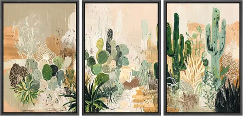 Miniatura 127 de wall26 Lienzo enmarcado para pared, juego de arte con trazos de pintura roja y naranja vibrante, paisaje, formas abstractas, ilustraciones, arte