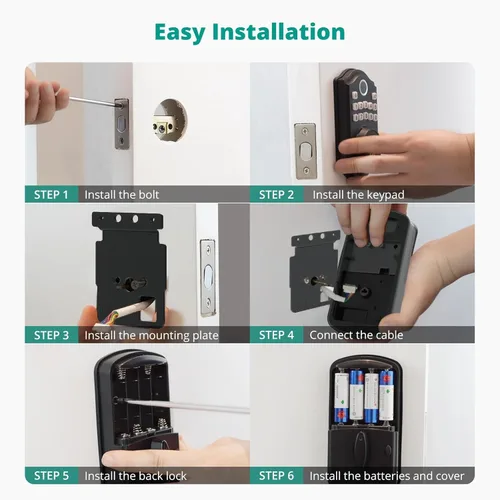 Miniatura 9 de AkaGear DS10 Pro - Cerradura de Puerta de Entrada sin Llave con Control de APP - Cerradura de Puerta Electrónica con Teclado de Huellas Dactilares