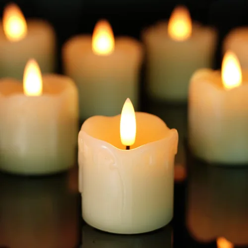 Homemory - Velas votivas sin llama con temporizador, de cera real, de 2x2 pulgadas, 400 horas de rendimiento, de mecha negra, realista, a batería,