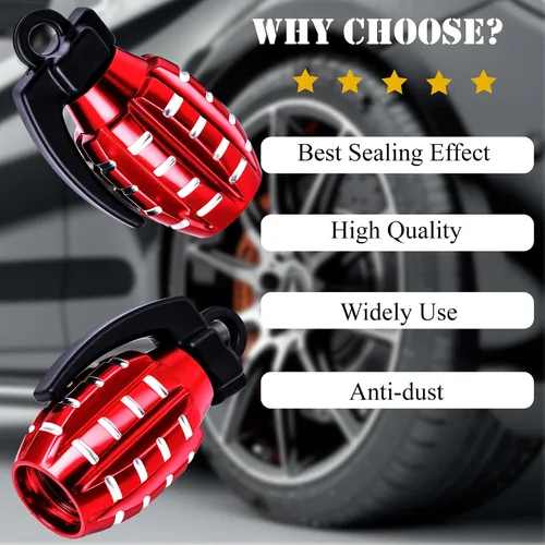 Miniatura 6 de 6 tapas de válvula de neumático, cubiertas universales de válvula de neumático de aleación de aluminio para automóviles, camiones, SUV, Rojo