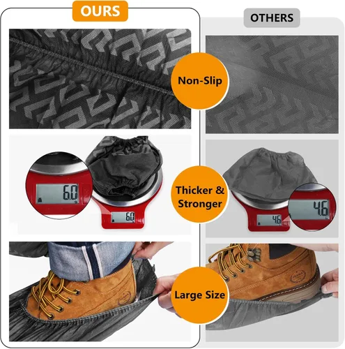 Miniatura 3 de squish Fundas para zapatos, desechables, antideslizantes, paquete de 100 (50 pares), gruesas extra desechables, fundas protectoras antideslizantes