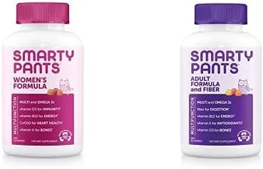 SmartyPants Paquete de fibra para mujeres y adultos: (1) fórmula para mujeres y (1) vitaminas probióticas para adultos
