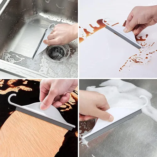 Miniatura 3 de Pequeño espejo de ducha de baño con gancho para colgar, mini espátula de silicona para encimera de cocina, herramienta limpiadora