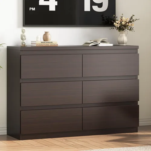 Miniatura 10 de Jocoevol Cómoda Moderna Negra de 6 Cajones - Cómoda Simple para Dormitorio, Closet, Sala de Estar, Pasillo, Entrada, Cómoda Doble de Almacenamiento