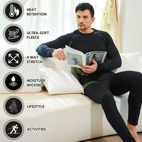 Miniatura 4 de romision Thermal Underwear for Men Long Johns Fleece Lined Hunting Gear Bottom Top Set Base Layer for Cold Weather XS-4XL