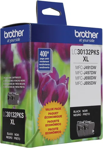 Miniatura 8 de Brother LC30132PKS - Paquete de 2 cartuchos de tinta negra de alto rendimiento, rendimiento de página de hasta 400 páginas/cartucho, LC3013 Negro