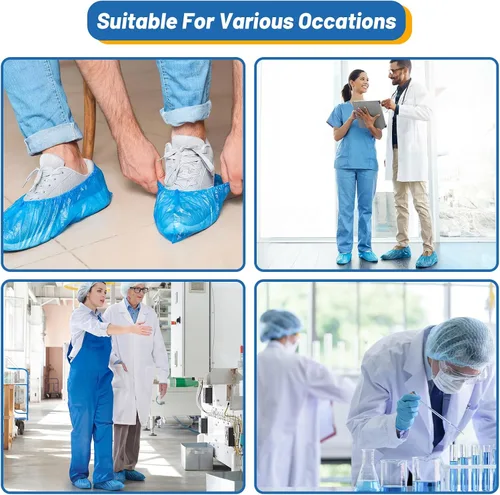 Miniatura 6 de Vabean 200 fundas desechables para zapatos, cubierta para botas, impermeables, antideslizantes, para interiores, alfombras, suelos y lugares de Azul