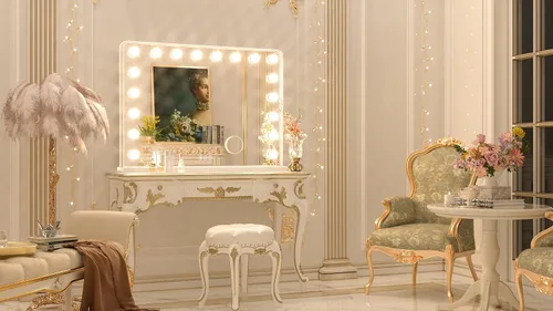 Miniatura 9 de Keonjinn Espejo de tocador Hollywood con luces y altavoz Bluetooth, 15 bombillas reemplazables, espejo de maquillaje con 2 bombillas de repuesto, 3