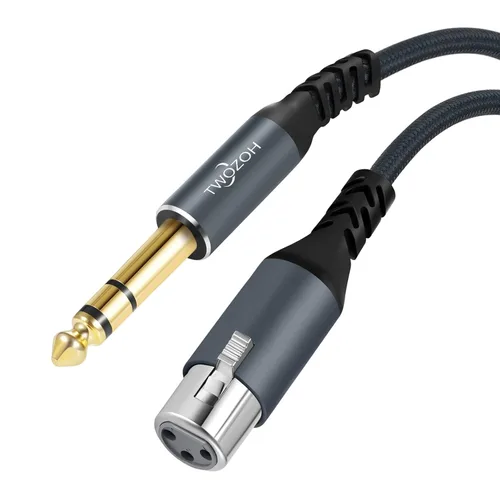 Miniatura 7 de Twozoh Cable corto XLR hembra a 1/4 TRS de 1 pie, trenzado conector estéreo de 0.250 in equilibrado a cable de micrófono XLR de 3 pines