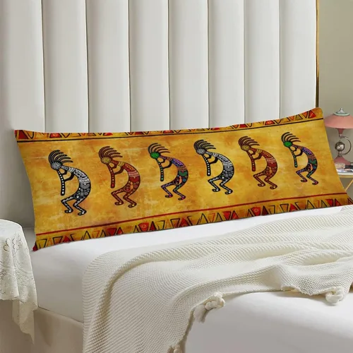 Miniatura 2 de Funda de almohada de cuerpo rústico del suroeste nativo americano Kokopelli étnico tribal largo protector con cremallera, fundas de almohada