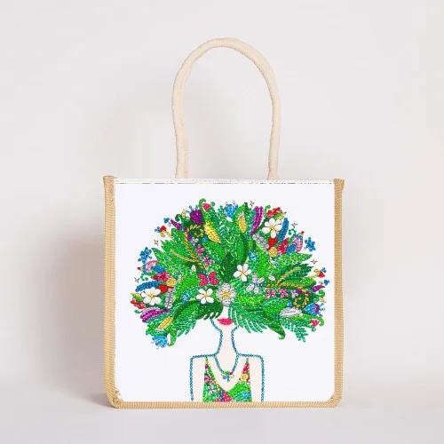 Miniatura 2 de DOOSAI Paquete de 4 bolsas de lona de cabello verde rojo de tacón alto con diamantes de tacón alto, bolsas de lona bohemias 5D para bricolaje