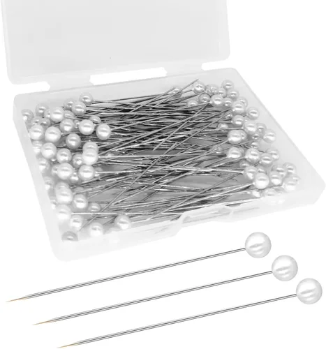 Alfileres de ramillete de perlas, alfileres de cabeza de bola de perlas de lágrima, alfileres de costura largos de 2.5 pulgadas para tela, alfileres
