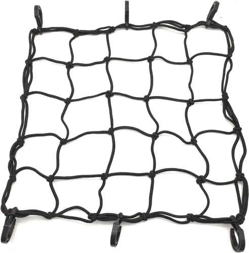 Miniatura 6 de Equipaje universal de red elástica para casco de motocicleta de 12 x 12 pulgadas con 6 ganchos de plástico compatibles con red de equipaje