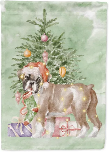 Miniatura 100 de Caroline's Treasures CK8213GF Bulldog Inglés #2 Regalos de Navidad y árbol de jardín Bandera de buzón Bandera decorativa para patio exterior, patio
