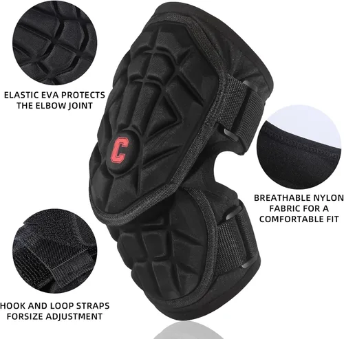 Miniatura 6 de Cienfy Protectores de antebrazo para bateadores para béisbol y sóftbol, coderas para jóvenes y adultos Negro