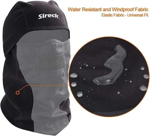 Miniatura 7 de Sireck Pasamontañas para clima frío máscara de esquí resistente al agua y al viento máscara térmica de forro polar para caza ciclismo motocicleta
