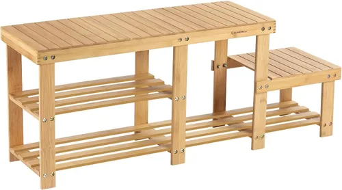 Miniatura 13 de SONGMICS Zapatero con asiento acolchado tapizado, estante de almacenamiento, organizador de zapatos, soporta hasta 350 libras, ideal para entrada