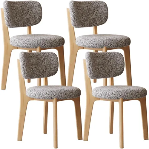 Miniatura 58 de YVYKFZD Solid Wood Dining Chairs, Fabric Dining Room Chair Set of 2/4/6, Upholstered Kitchen Chairs with Curved Backrest, Armless Living Room Chair