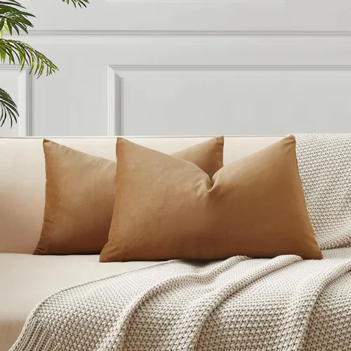 Miniatura 132 de Juspurbet - Juego de 2 fundas decorativas de terciopelo para cojines, fundas suaves para sofá, cama o sillón con cremallera oculta, para sala