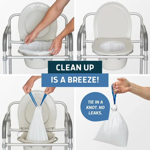 Miniatura 3 de Lunderg Commode Liners - Paquete económico de 100 unidades de ajuste universal - Forros de cabecera de grado médico desechables para silla cómoda