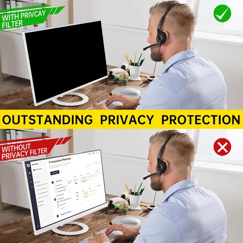Miniatura 2 de Paquete de 2 filtros de pantalla de privacidad de computadora de 24 pulgadas para monitor 16:9, anti-luz azul, anti-UV, bloqueo de luz azul