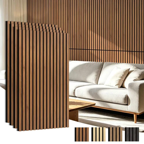Miniatura 14 de Art3d Paquete de 4 paneles de listones de madera insonorizados de 12" x 93", paneles de pared acústicos de 31 pies cuadrados, paneles de pared 3D