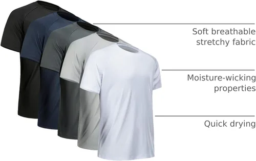 Miniatura 30 de Camisetas de entrenamiento para hombre, de manga corta, de secado rápido, atlético, gimnasio, activo, absorbe la humedad