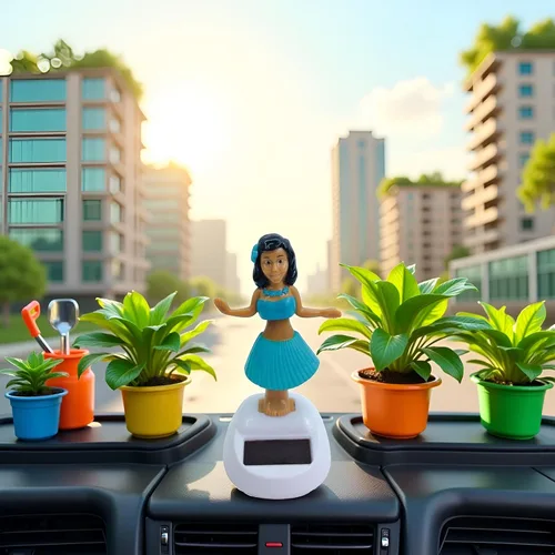 Decoración de tablero de instrumentos de niña bailarín con energía solar, figuras de colección de juguetes para decoración de interiores de Azul