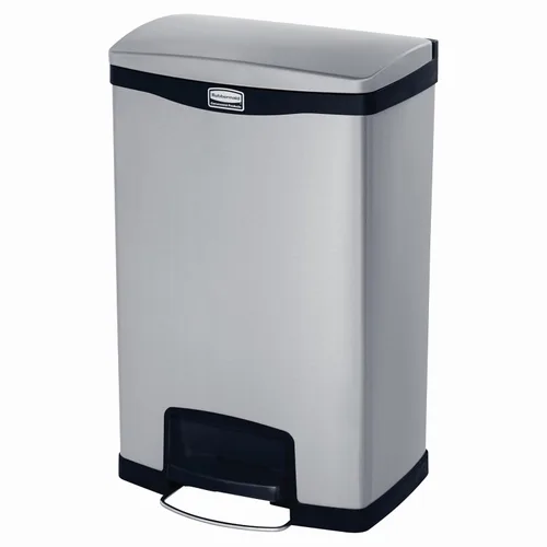 Miniatura 18 de Papelera acero inoxidable con pedal Rubbermaid Commercial Slim Jim, Negro (Black Trim), 1