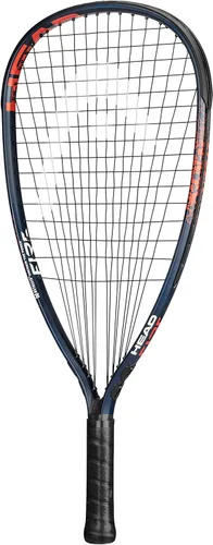 Miniatura 2 de HEAD MX Fire 190 - Raqueta de raquetbol para principiantes, raqueta de equilibrio de luz preencordada, azul marino/naranja