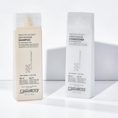 Miniatura 4 de GIOVANNI Eco Chic Smooth as Silk - Champú de humedad profunda - Manzana + extractos de aloe, calma el encrespamiento, desenreda, lava y listo, sin