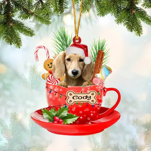 Miniatura 71 de NAZENTI Adorno personalizado de Alaskan Malamute en taza roja, adorno de Navidad personalizado para perros amantes de las mascotas, colgante