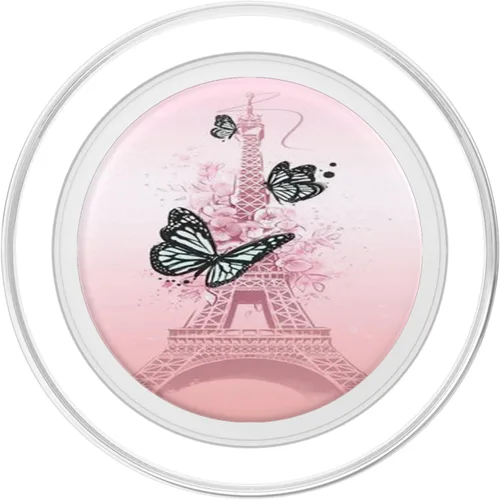 Miniatura 2 de París Francia Torre Eiffel mariposa rosa para niñas PopSockets PopGrip: agarre intercambiable para teléfonos y tabletas PopSockets MagSafe PopGrip