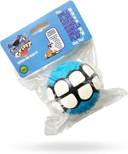 Miniatura 4 de Pelotas para perros, juguetes Squeaky Fetch, regalos divertidos de goma para perros grandes y medianos (azul blanco)